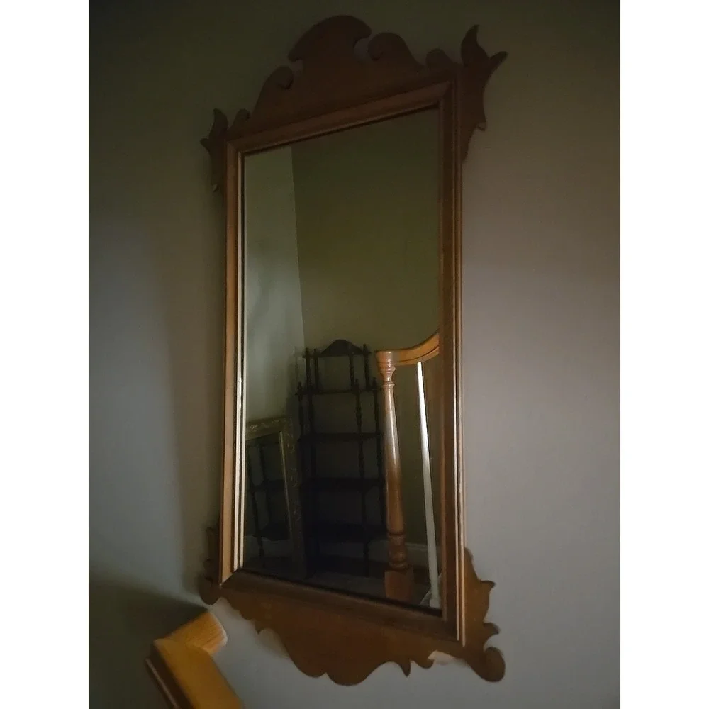 Antique Vintage Maple Chippendale‎ Glass Mirror